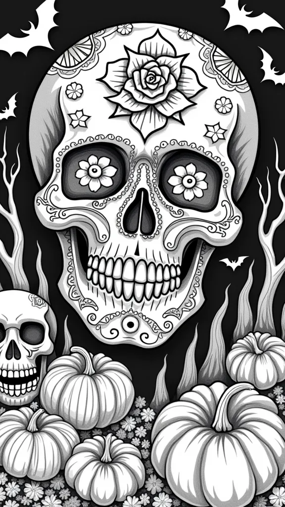 coloriage halloween du crâne